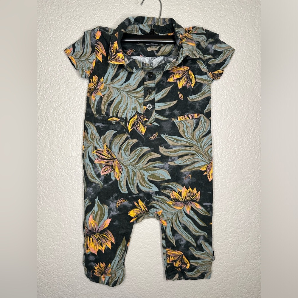 Volcom Baby Romper Onesie Linen Blend Size 18M Tropical Print